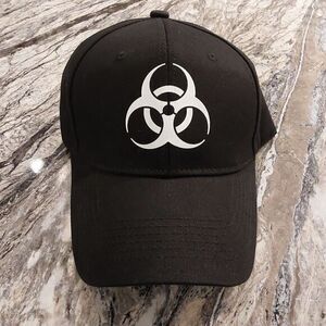 New Bio Hazard Symbol Warning Sign Black Adjustable Baseball Cap, Dad hat Zombie